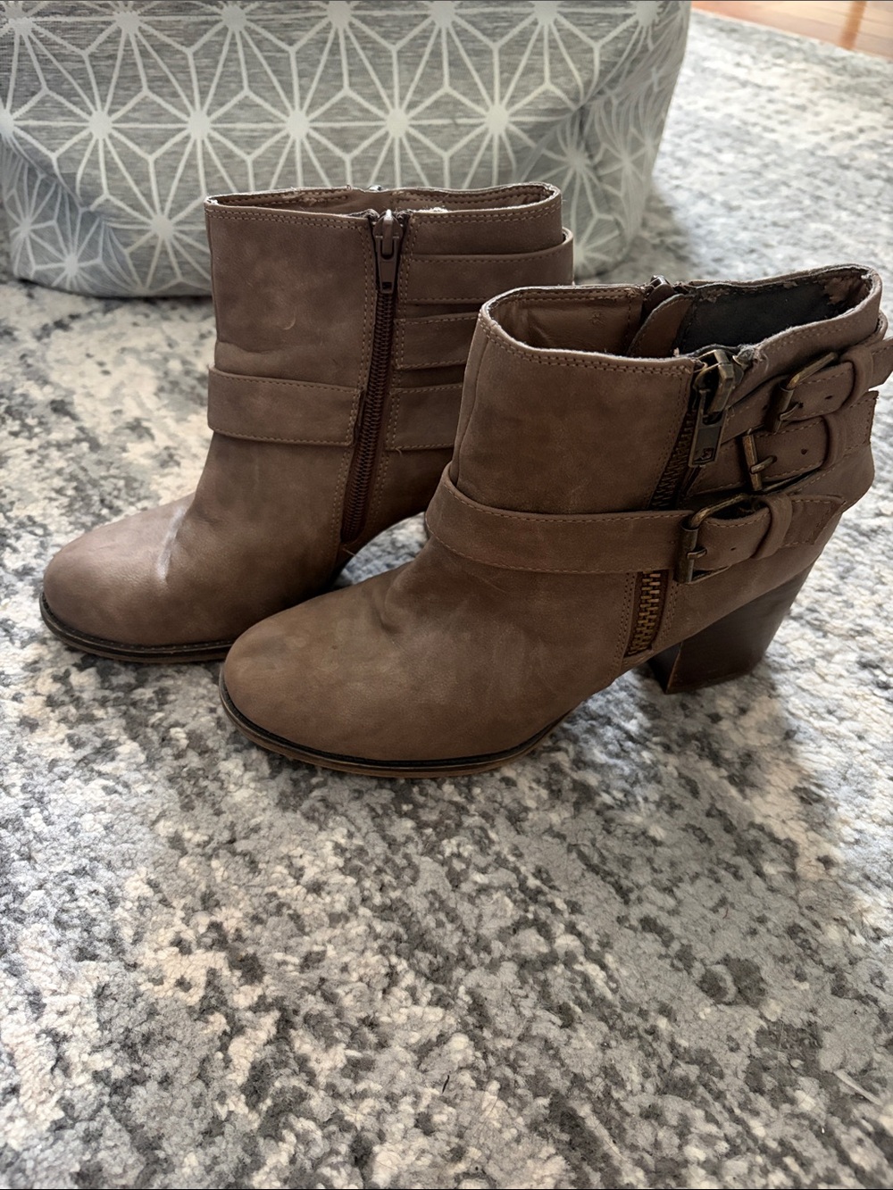 Madden Girl Brown Taupe Double Buckle Ankle Booties